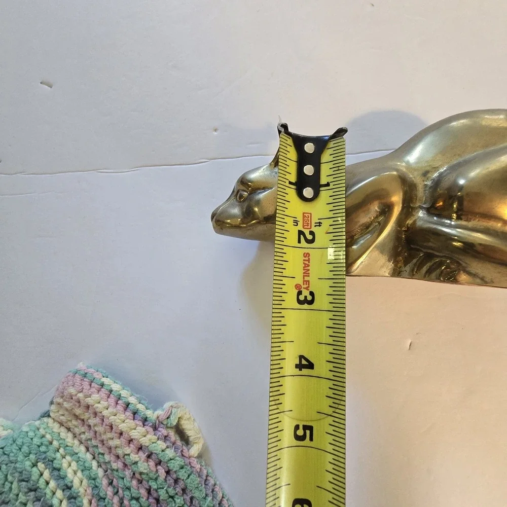 Vintage 1984 Enesco Brass Crouching Cat Figurine 6.75
